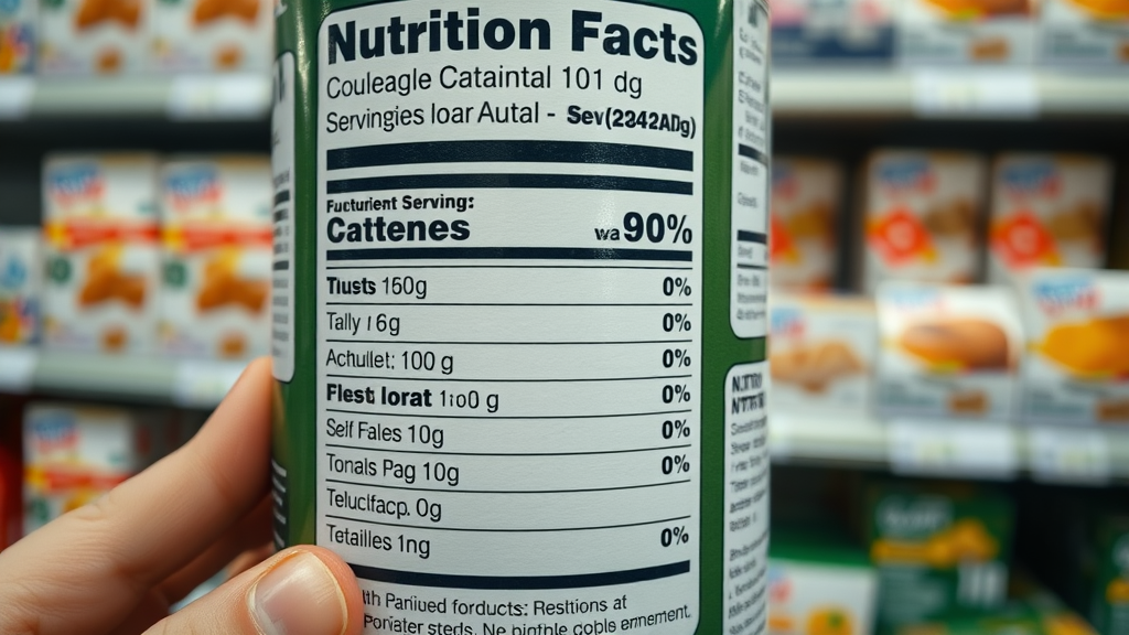Nutrition facts label closeup focused on serving size and nutrients, nutrition facts label for older adults