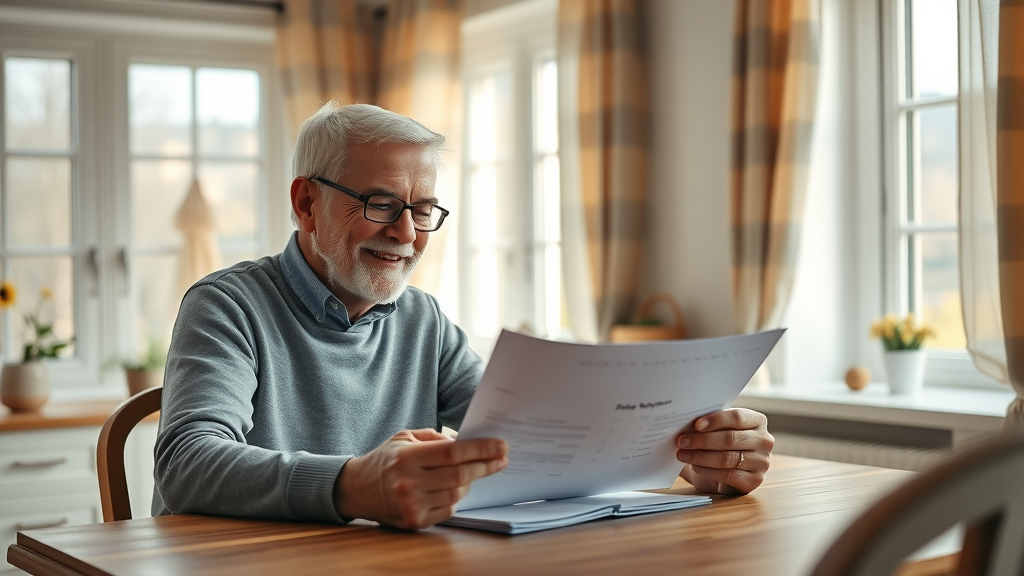 downsizing for retirement serene senior couple financial planning in a cozy minimalist home