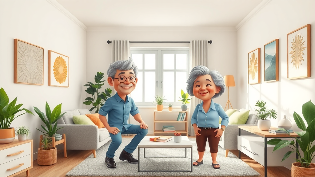 downsizing for retirement elderly couple arranging minimalist modern clutter-free home