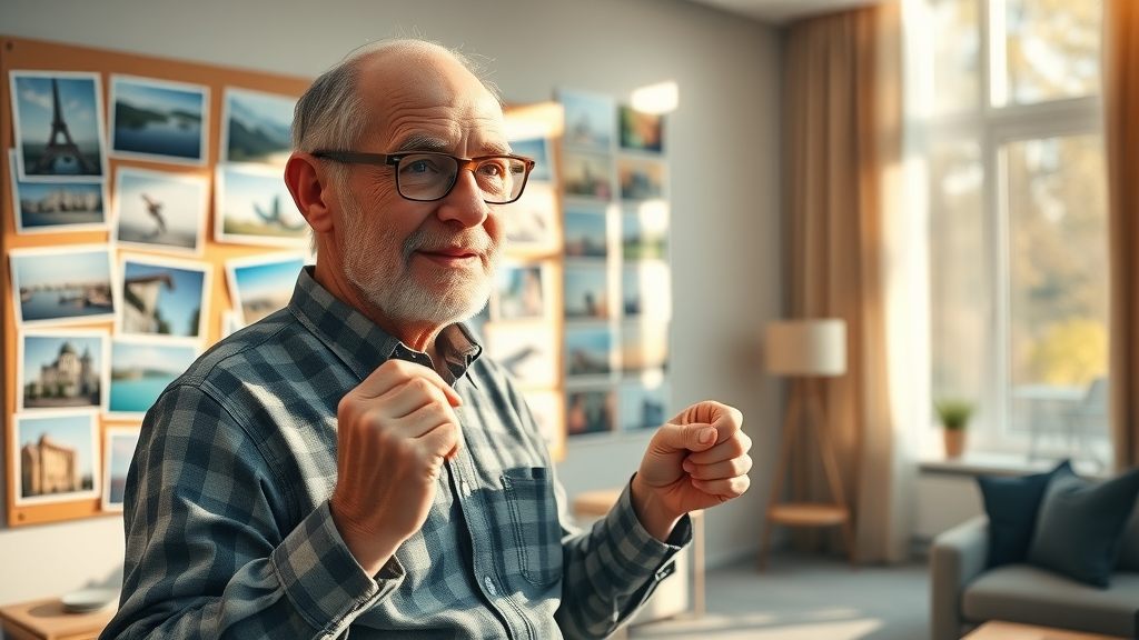 Retirement financial planning retiree pinning financial goals and dreams on a vision board