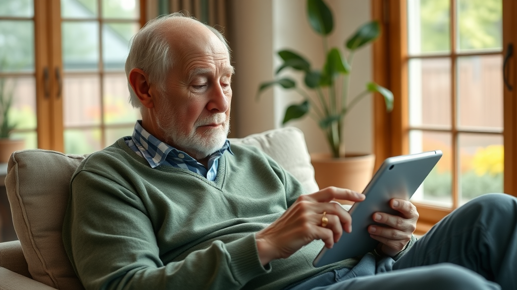 Elderly person uses tablet to check Social Security benefits, illustrating foundational retirement income sources.