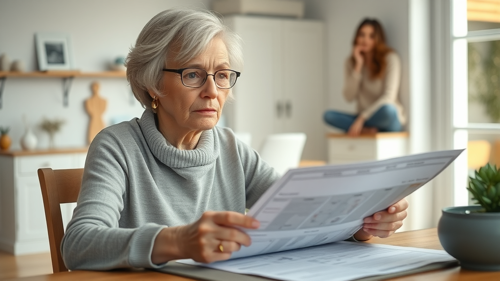 thoughtful senior woman planning living space needs for downsizing her home for retirement
