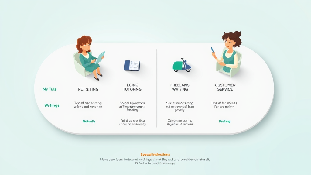 Infographic comparing popular retirement side hustles such as pet sitting, tutoring, freelance writing, customer service, and ride-sharing for retirees