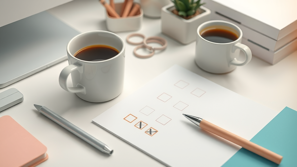 Checklist for top retirement saving mistakes and growth strategies on an organized workspace