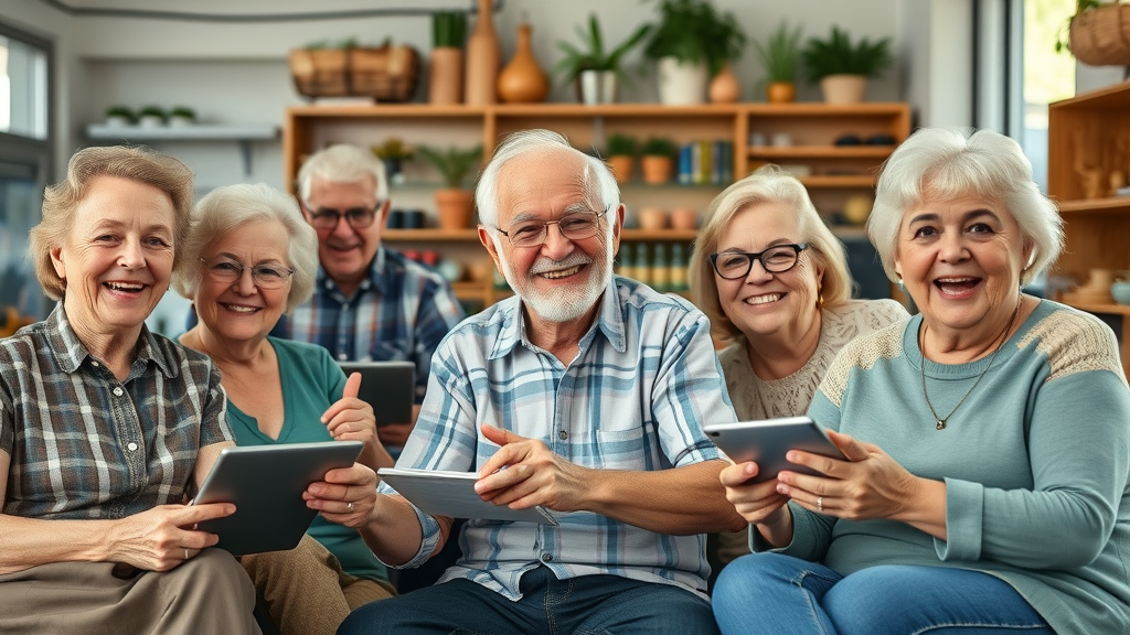 Diverse group of retirees engaged in various side hustles, illustrating make money opportunities after retirement