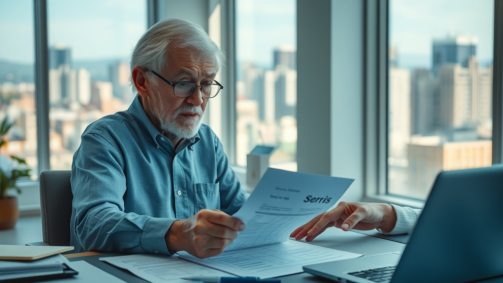 Retirement downsizing: Retired couple filling out a home and financial assessment checklist